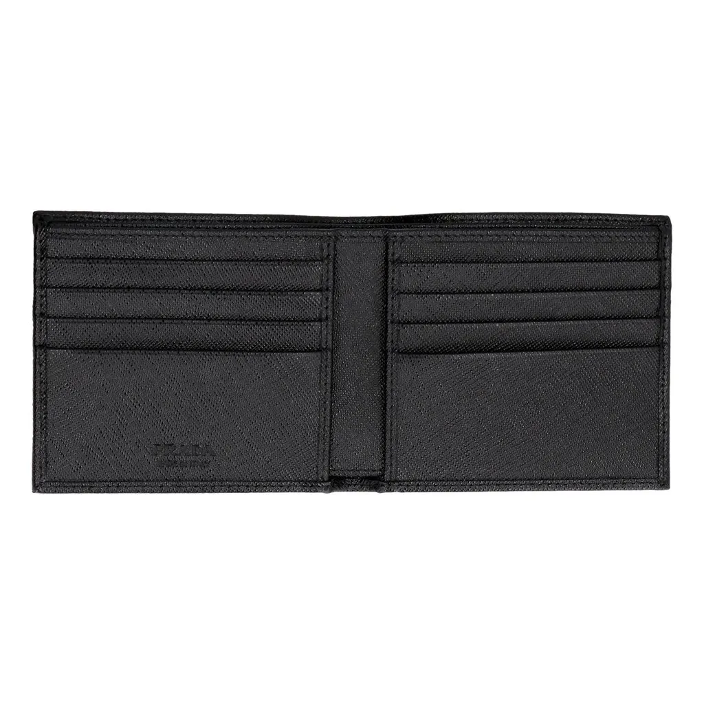 Prada Tessuto Nylon Black Saffiano Trim Bifold Wallet Triangle Logo Black Never worn - Back View