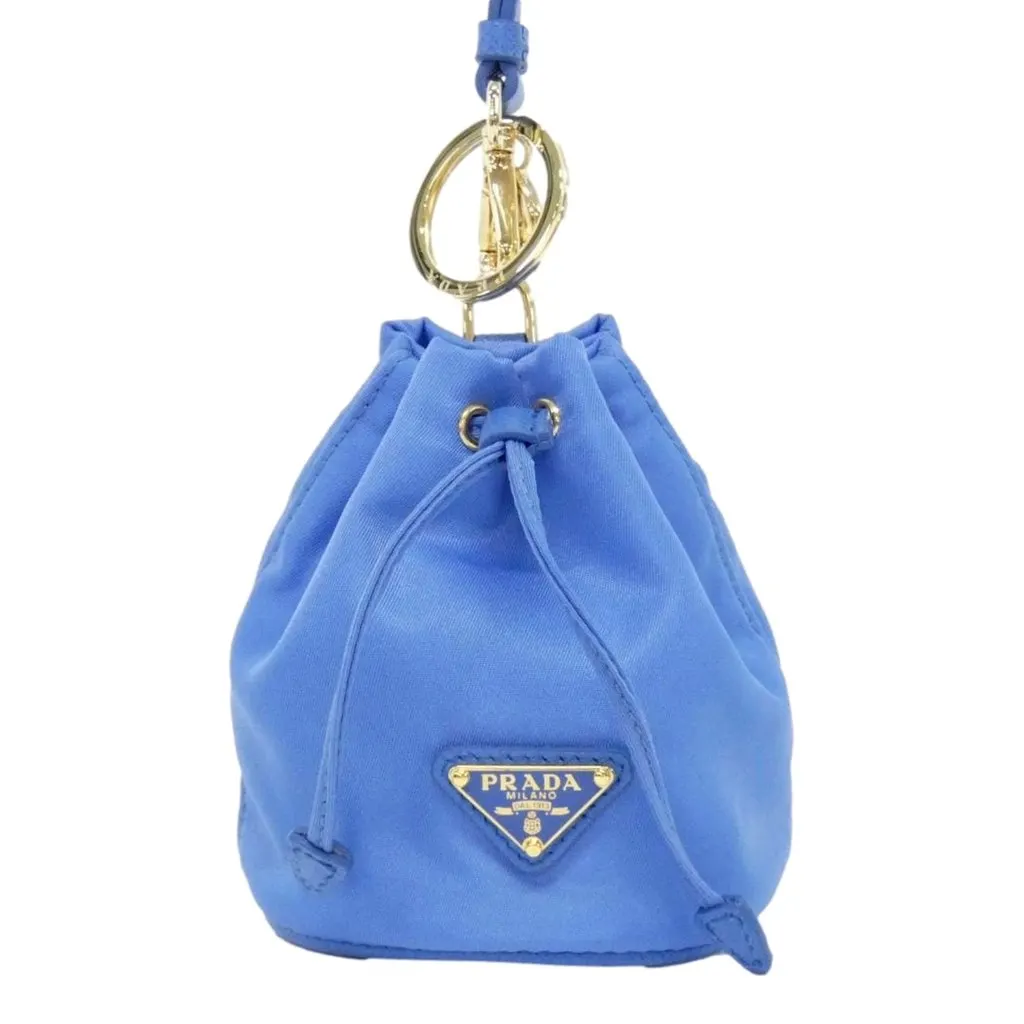 Prada Re Nylon and Saffiano Leather Trim Mini Bag Charm Keychain Blue Blue Polyamide Never worn - Front View