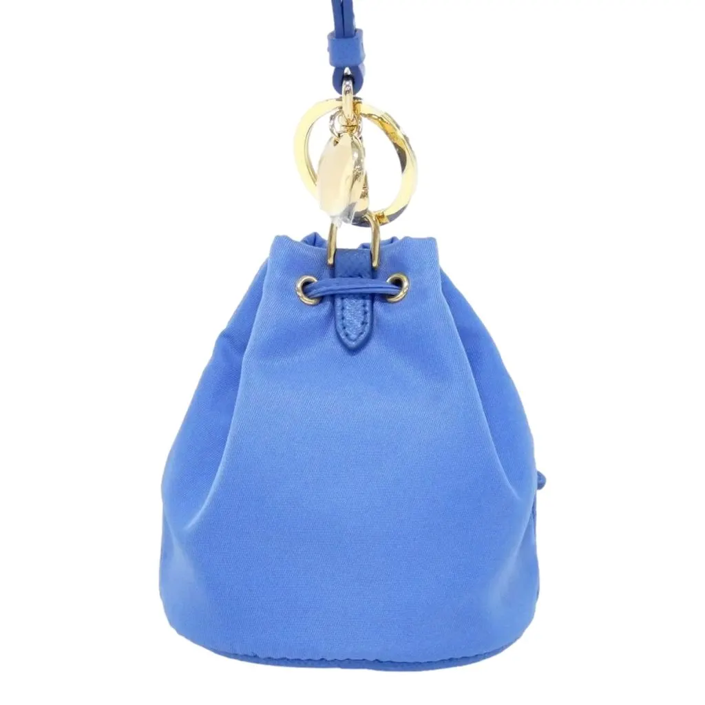 Prada Re Nylon and Saffiano Leather Trim Mini Bag Charm Keychain Blue Blue Polyamide Never worn - Back View