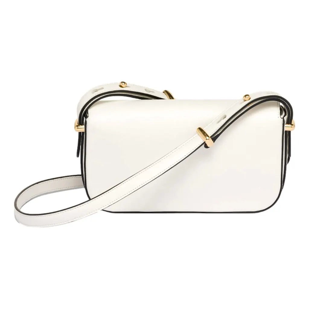Prada Embleme Triangle Logo Soft Calfskin Crossbody Bag White White Leather Never worn - Back View