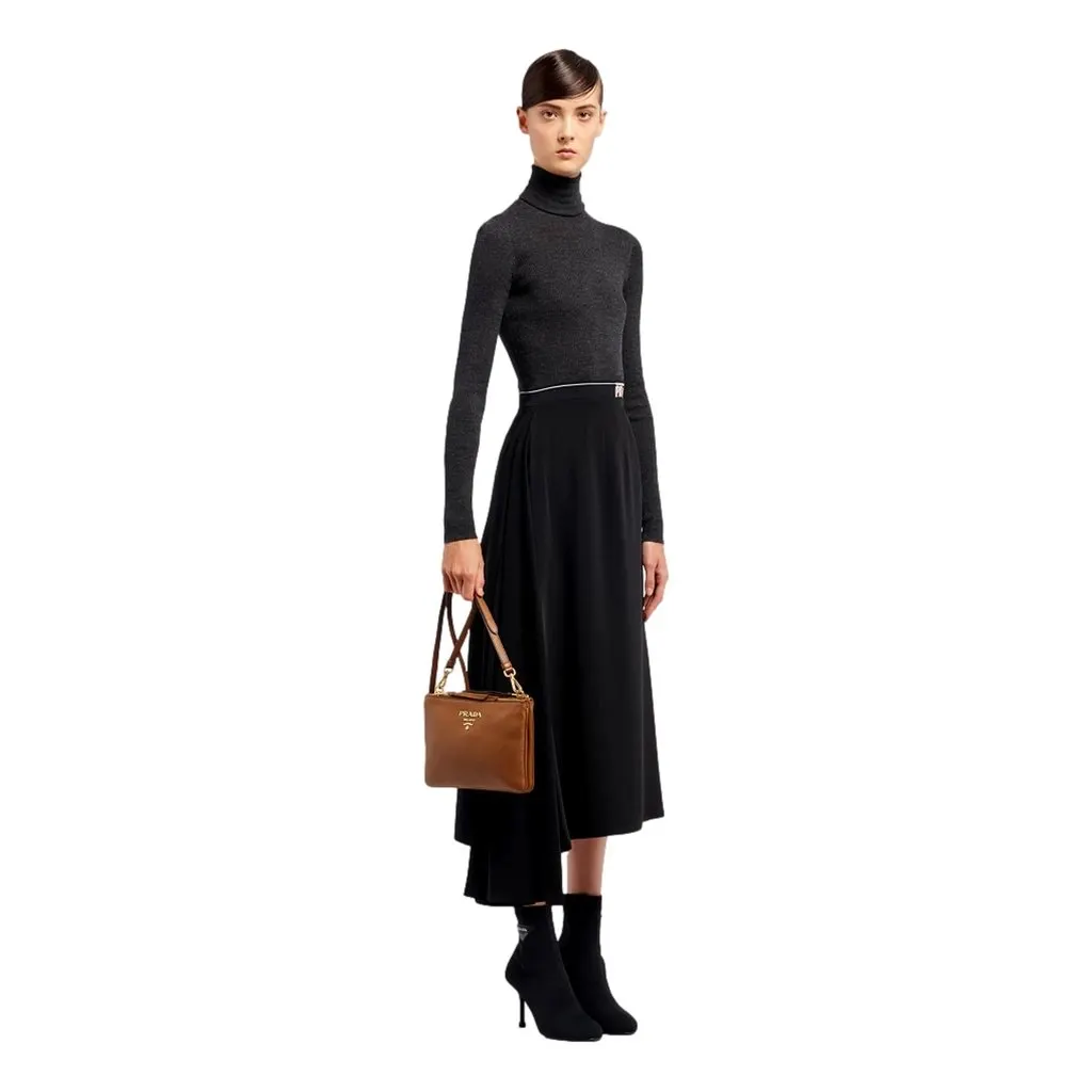 Prada Vitello Phenix Leather Crossbody Bag in Caramel Brown with Gold Hardware Brown Leather Never worn - Back View