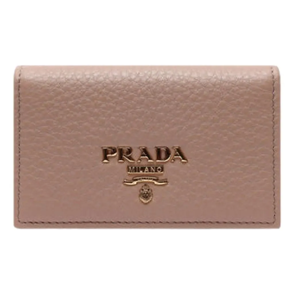 Prada Prada Women's Vitello Grain Cammeo Beige Leather Card Case Wallet Beige Leather Never worn - Front View