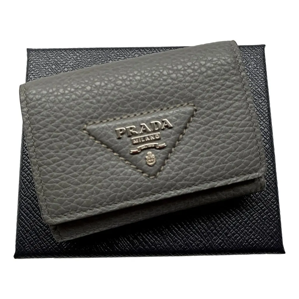 Prada Vitello Daino Leather Marmo Marble Gray Trifold Wallet Grey Leather Never worn - Front View