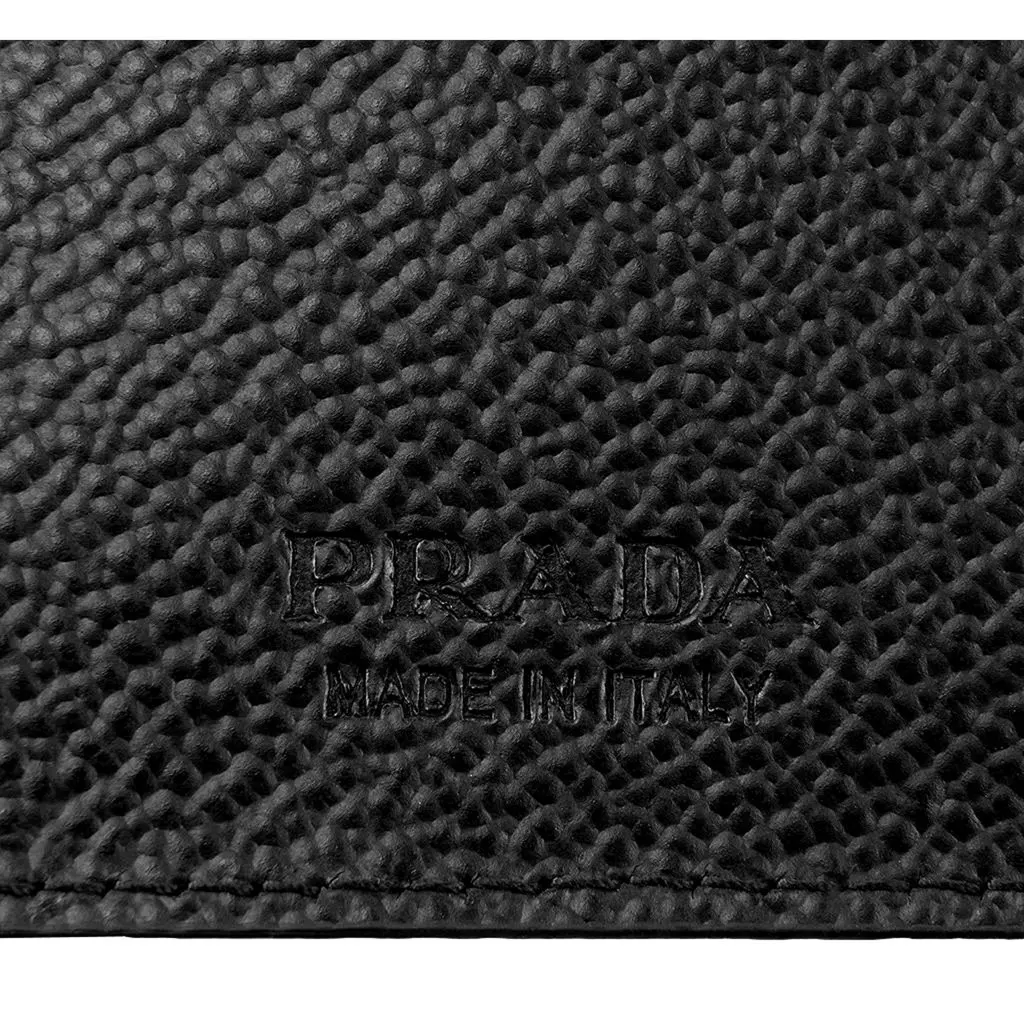 Prada Prada Mens Vitello Micro Grain Black Leather Triangle Logo Bifold Wallet Black Leather Never worn - Box View