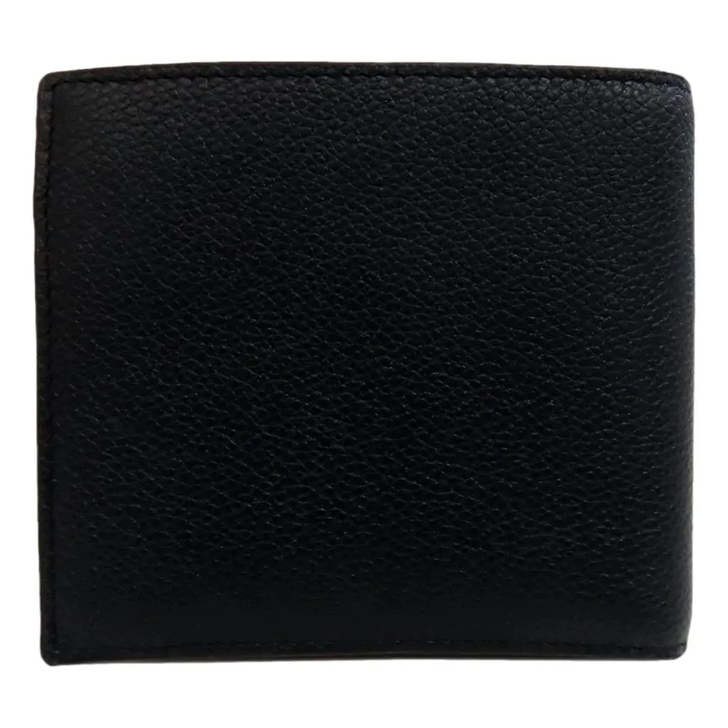 Prada Black Vitello Micro Grain Leather Bifold Wallet Triangle Enamel Logo Black Leather Never worn - Back View