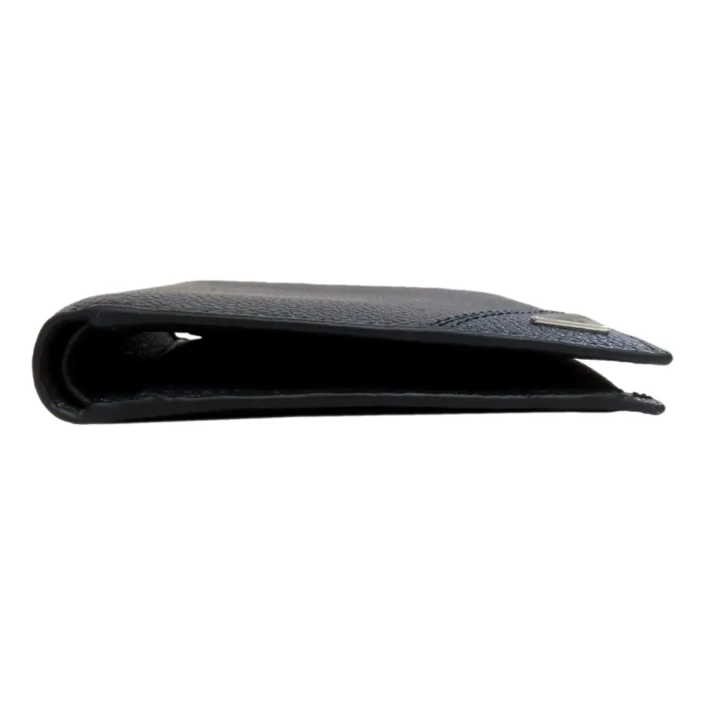 Prada Black Vitello Micro Grain Leather Bifold Wallet Triangle Enamel Logo Black Leather Never worn - Inside View