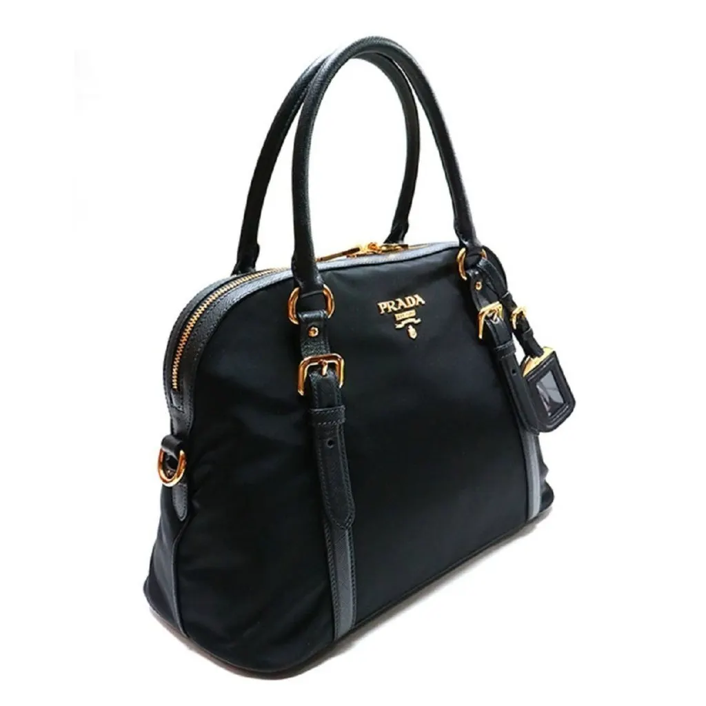 Prada Tessuto Nylon Saffiano Leather Black Satchel Bag Black Polyamide Never worn - Inside View