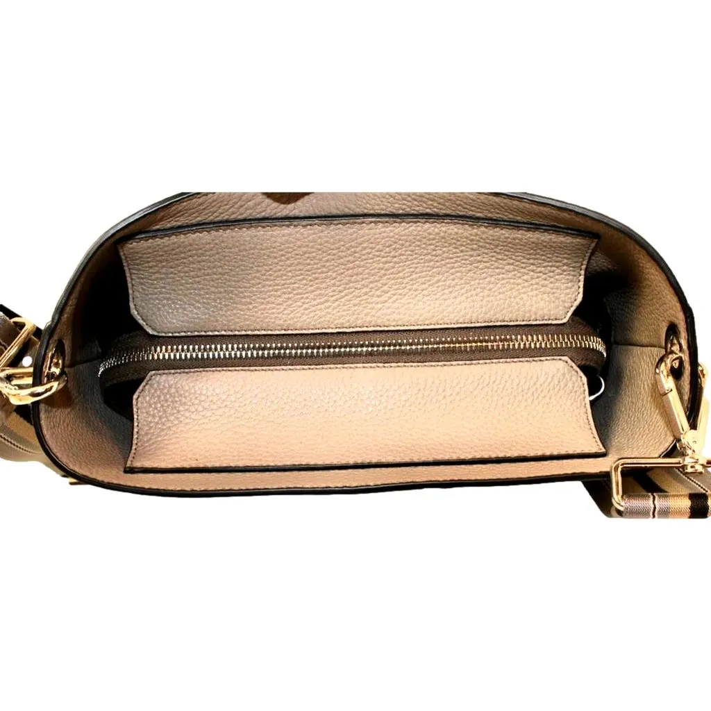 Prada Vitello Phenix Cammeo Leather Stripe Strap Bucket Bag Beige Leather Never worn - Box View