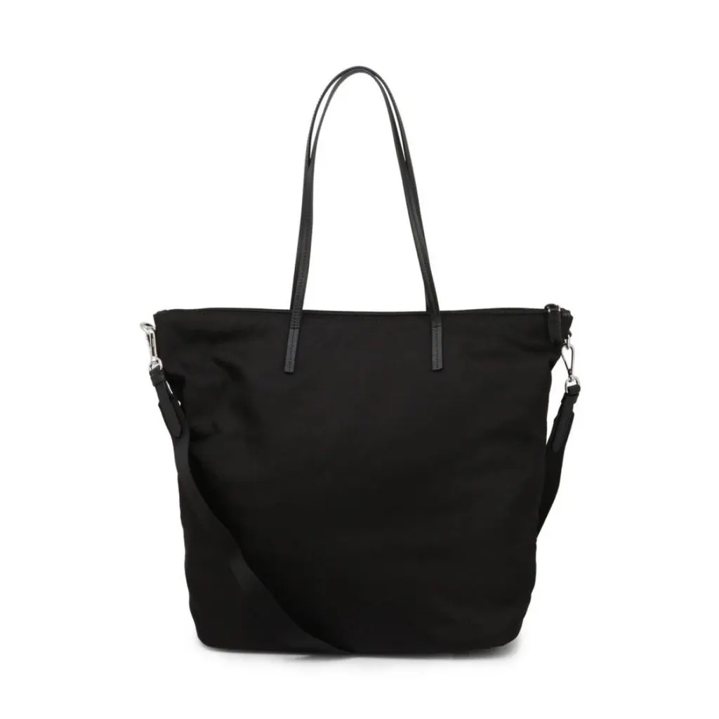 Prada Tessuto Nylon Black Convertible Shopping Tote Black Leather Never worn - Inside View