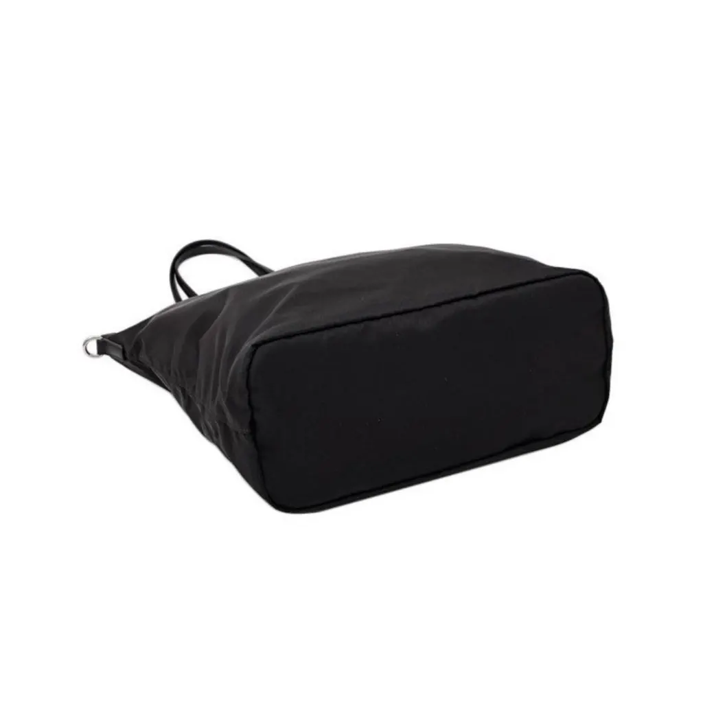 Prada Tessuto Nylon Black Convertible Shopping Tote Black Leather Never worn - Model View
