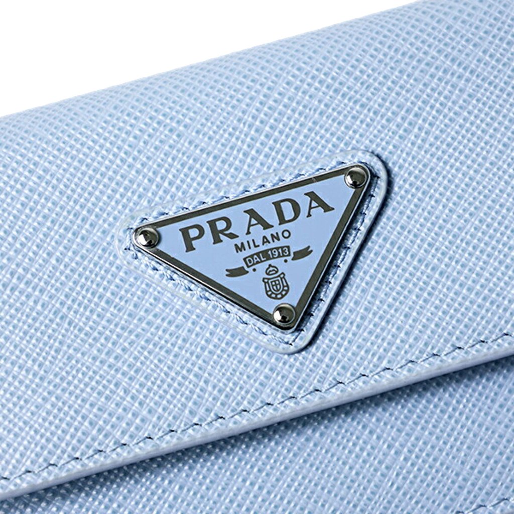 Prada Prada Saffiano Celeste Blue Leather Small Snap Card Ho