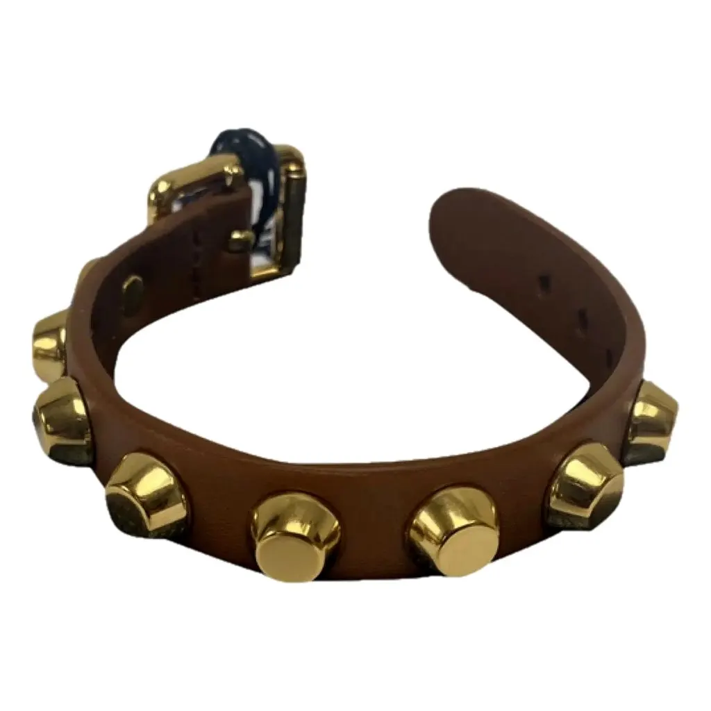 Prada Studded Brown Leather Bracelet Gold Tone Hardware Brown Leather Never worn - Front View