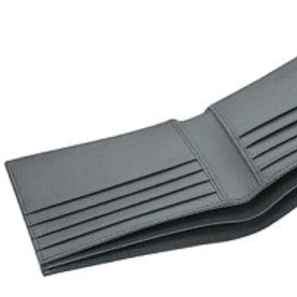 Prada Mens Bifold Vitello Micro Grain Gray Leather Triangle Logo Bifold Wallet Grey Leather Never worn - Box View