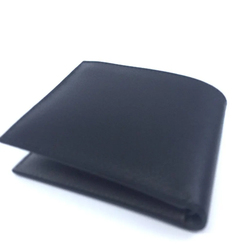 Prada Mens Wallet Black Gray Vitello Micro Grain Leather Bifold Black Leather Never worn - Back View