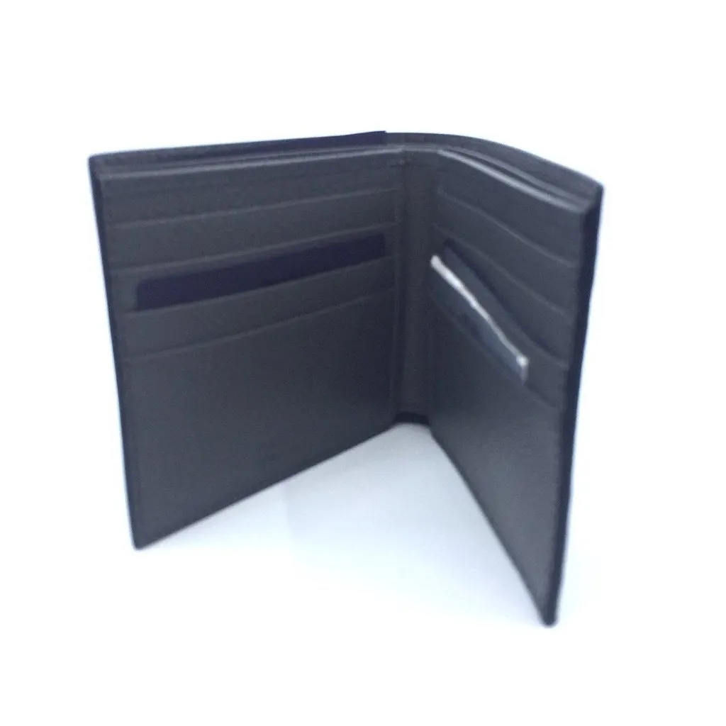 Prada Mens Wallet Black Gray Vitello Micro Grain Leather Bifold Black Leather Never worn - Box View