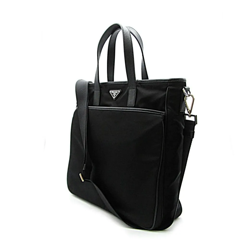 Prada Re-Nylon Black Nylon and Saffiano Large Crossbody Tote Bag Black Leather Never worn - Inside View