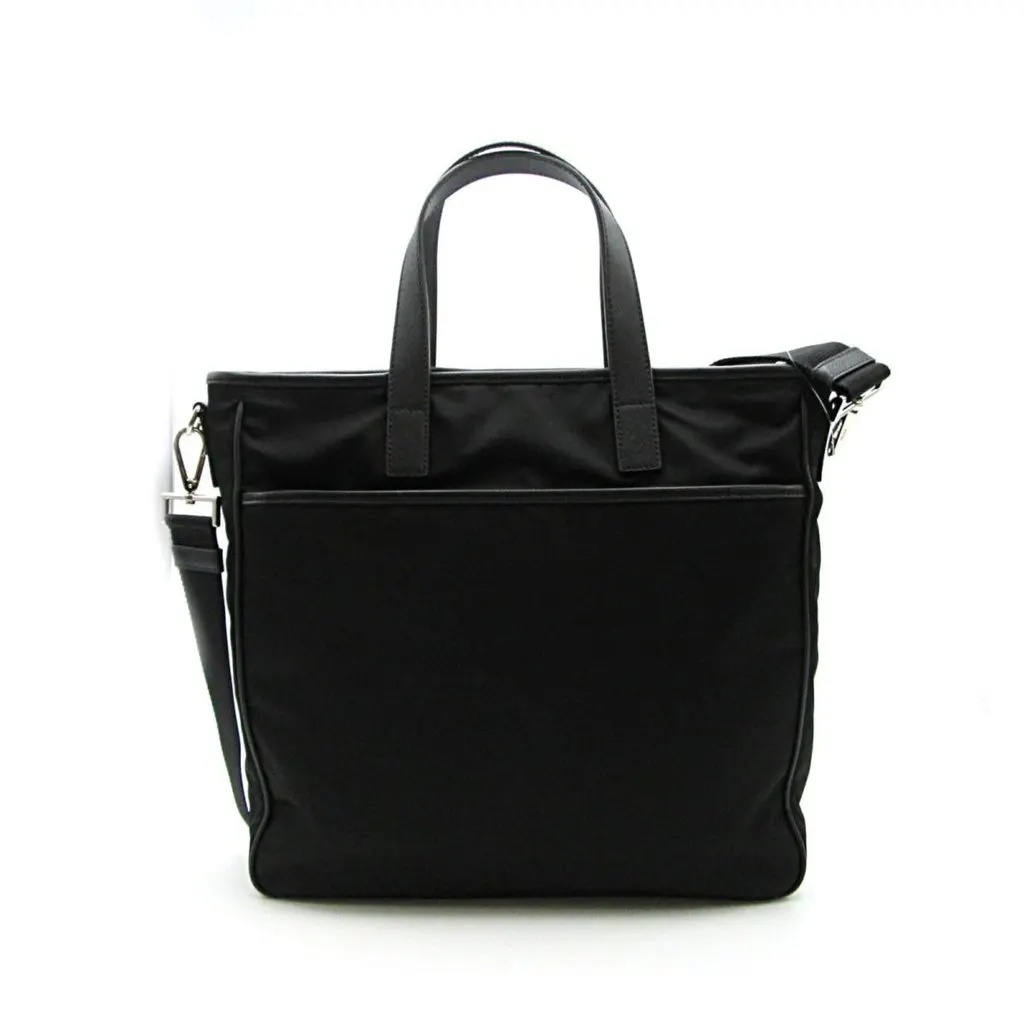 Prada Re-Nylon Black Nylon and Saffiano Large Crossbody Tote Bag Black Leather Never worn - Model View
