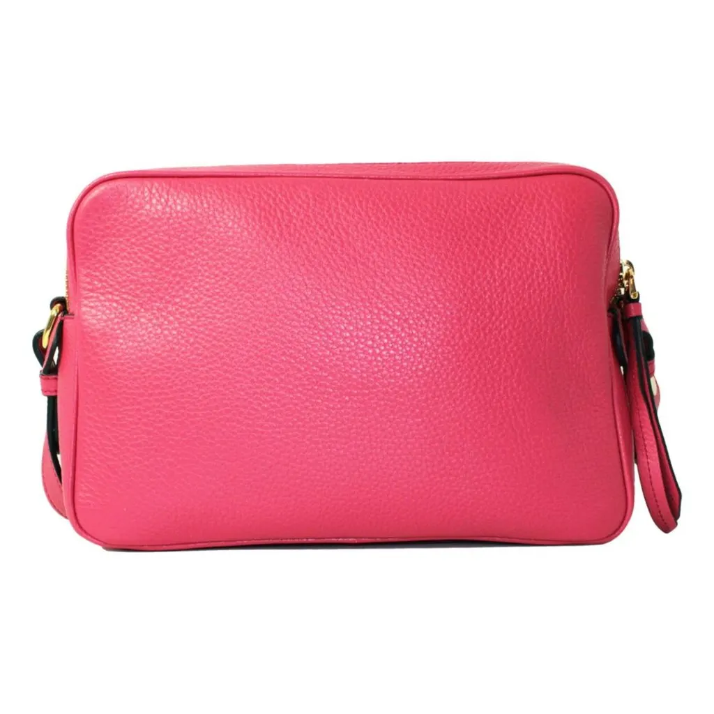 Prada Peonia Pink Vitello Phenix Leather Double Zip Crossbody Pink Leather Never worn - Back View