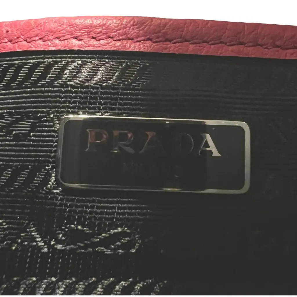 Prada Vitello Phenix Pink Leather Silver Logo Small Camera Crossbody Bag Pink Leather Never worn - Box View