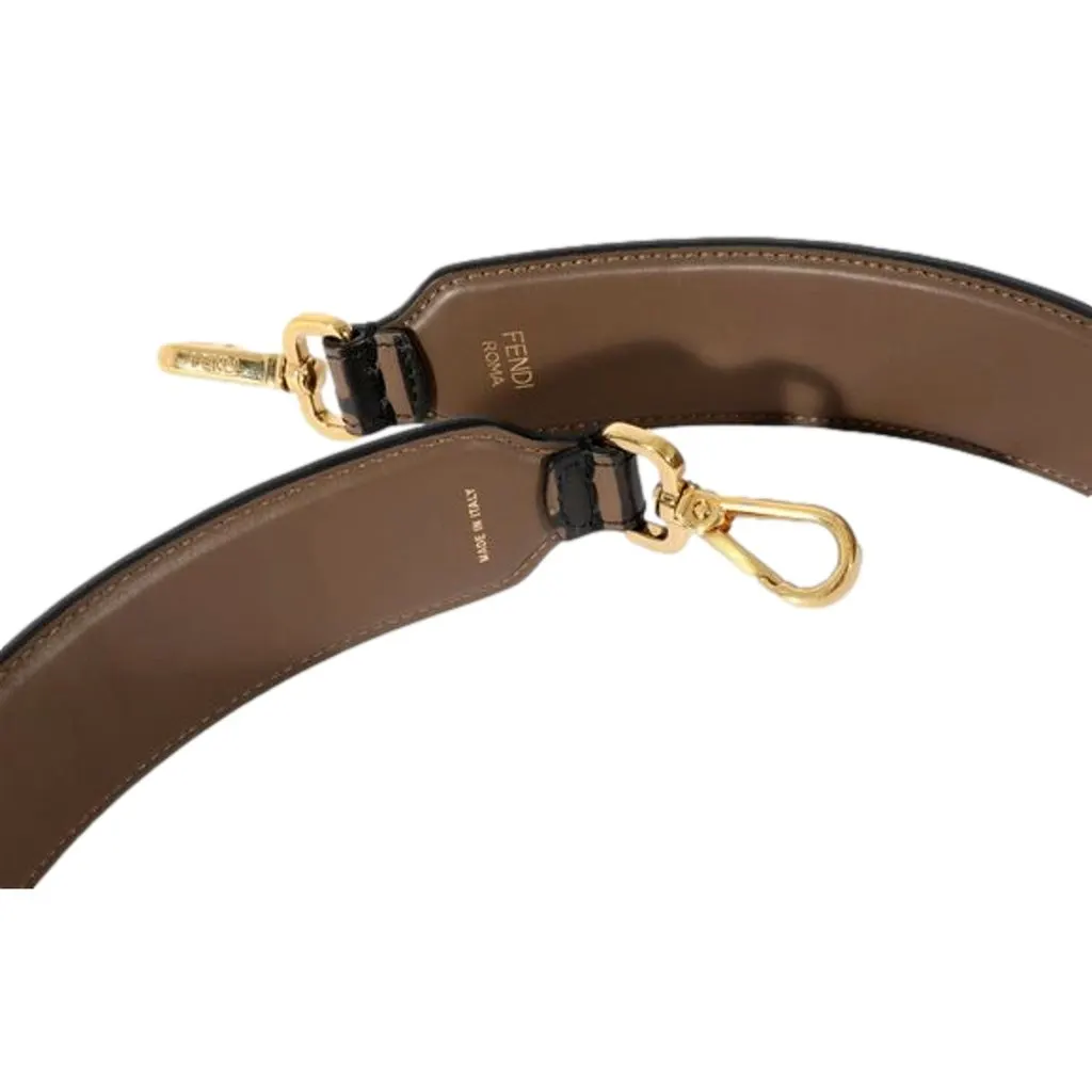 Fendi Strap You FF Zucca Brown Calfskin Leather Mini Shoulder Strap Gold Hardware Gold Leather Never worn - Inside View