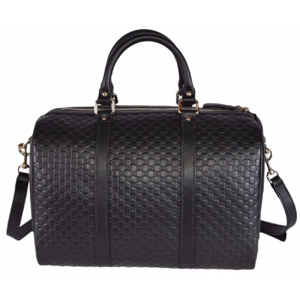 Gucci Microguccissima GG Boston Bag Black Embossed Leather Gold Hardware Black Leather Never worn - Box View