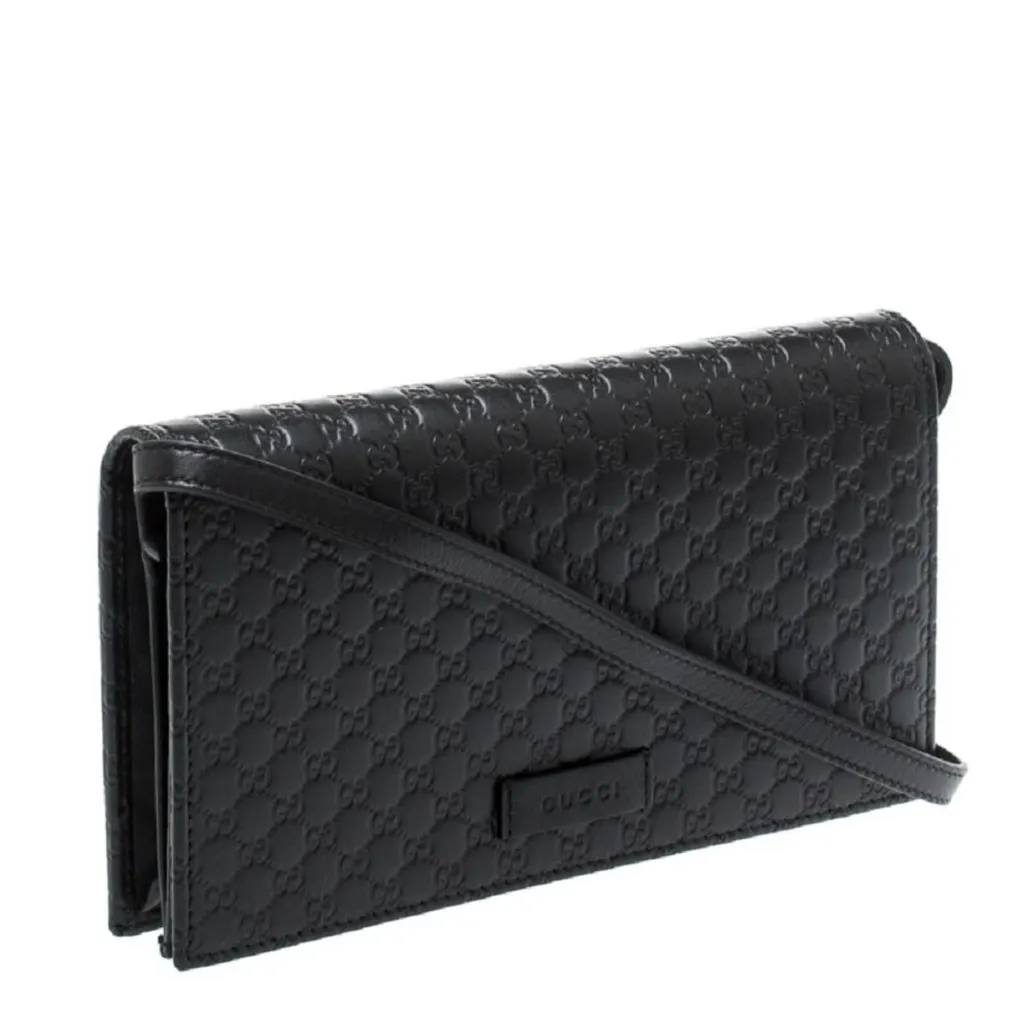 Gucci Microguccissima GG Logo Black Leather Wallet Crossbody Handbag Black Leather Never worn - Inside View