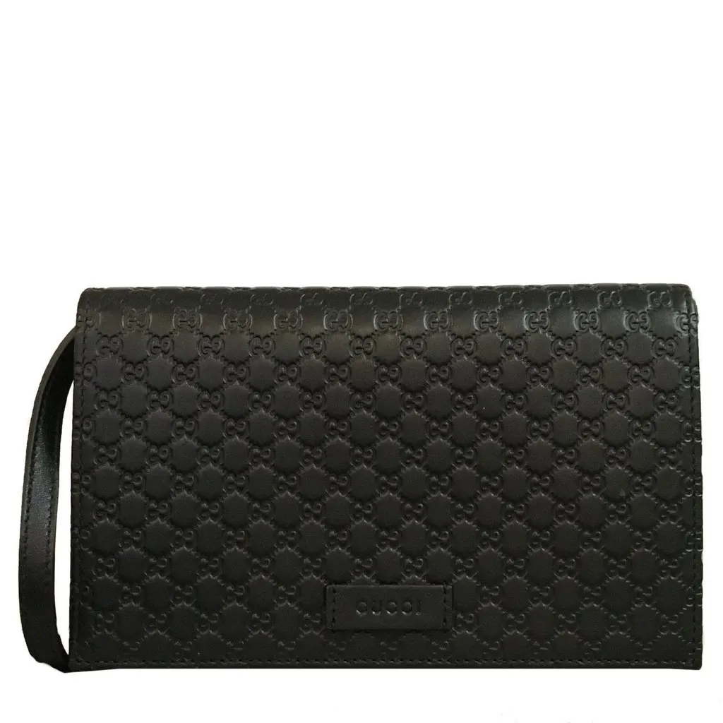 Gucci Microguccissima GG Logo Black Leather Wallet Crossbody Handbag Black Leather Never worn - Model View