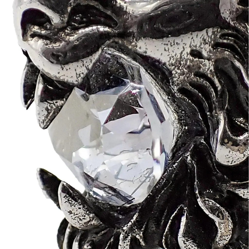 Gucci Lion Head Motif Silver Ring Crystal Size 16 Silver Never worn - Box View
