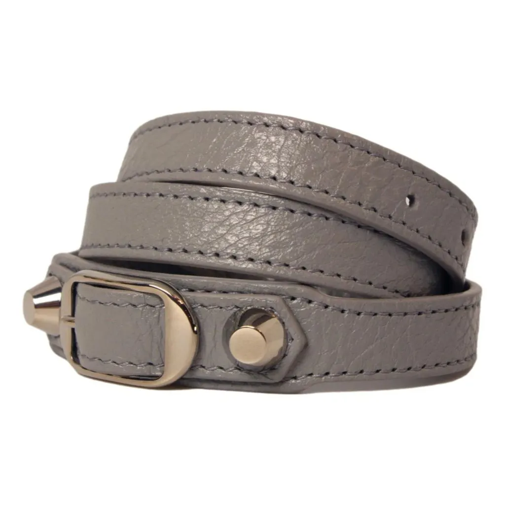 Balenciaga Arena Grey Lambskin Leather Wrap Bracelet Grey Leather Never worn - Back View