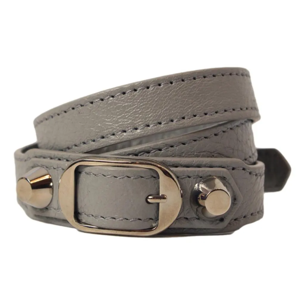 Balenciaga Arena Grey Lambskin Leather Wrap Bracelet Grey Leather Never worn - Box View