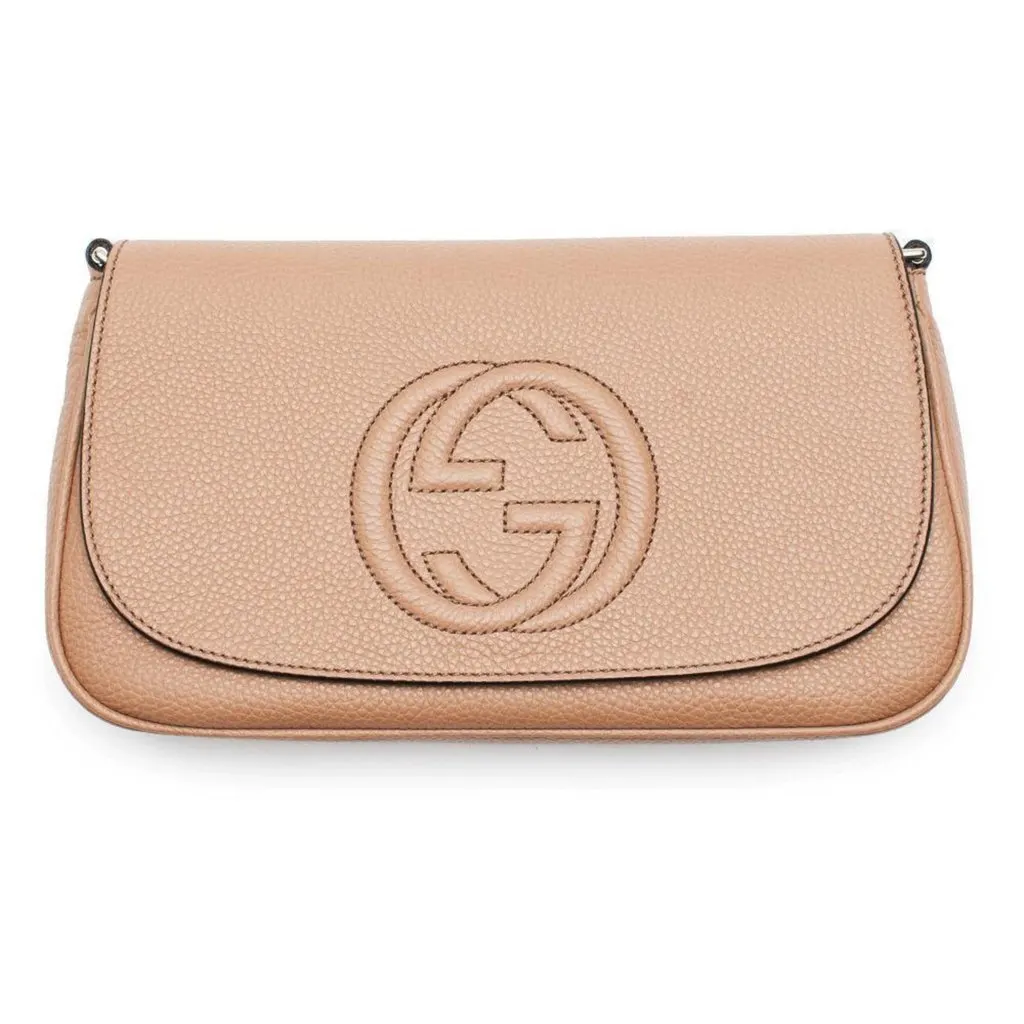 Gucci Soho Disco Beige GG Leather Tassel Chain Crossbody Flap Bag Beige Leather Never worn - Inside View