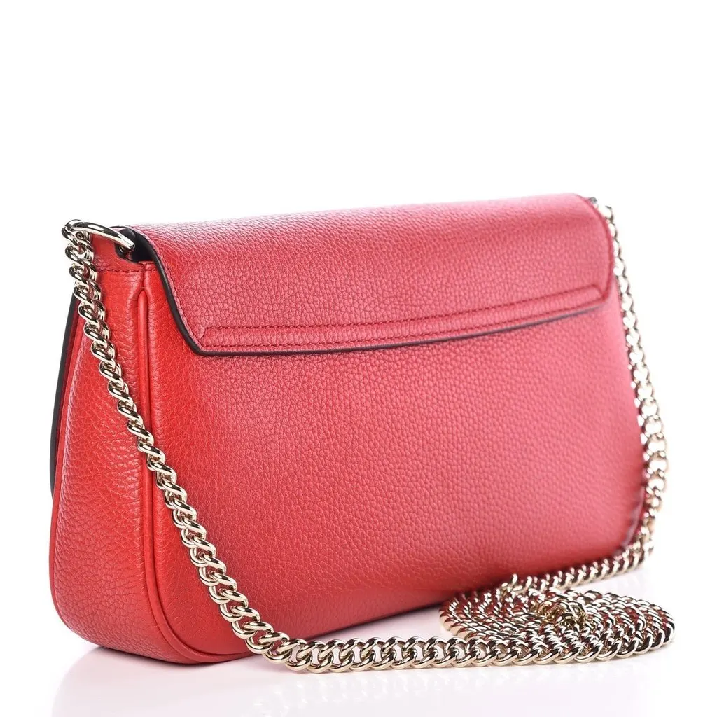 Gucci Soho Disco GG Tassel Chain Crossbody Flap Leather Bag Red MultiColor Leather Never worn - Inside View