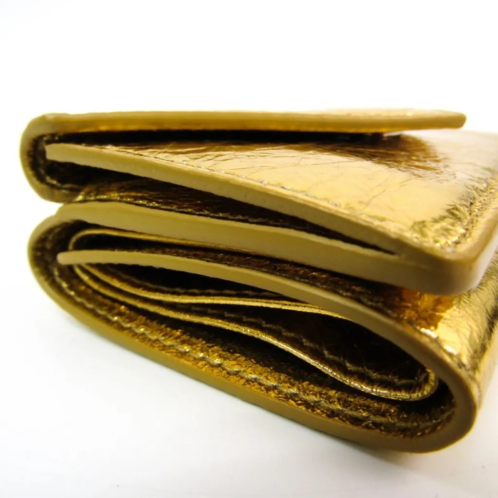 Balenciaga Papier Mini Trifold Wallet Metallic Gold Lambskin Leather Yellow Leather Never worn - Box View