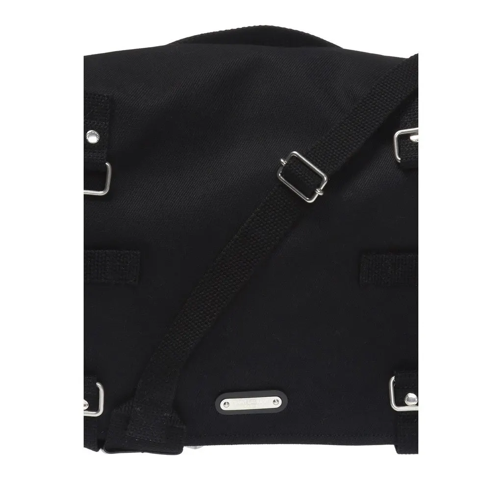 Saint Laurent Sac Army Black Canvas Messenger Bag Black Canvas Never worn - Model View