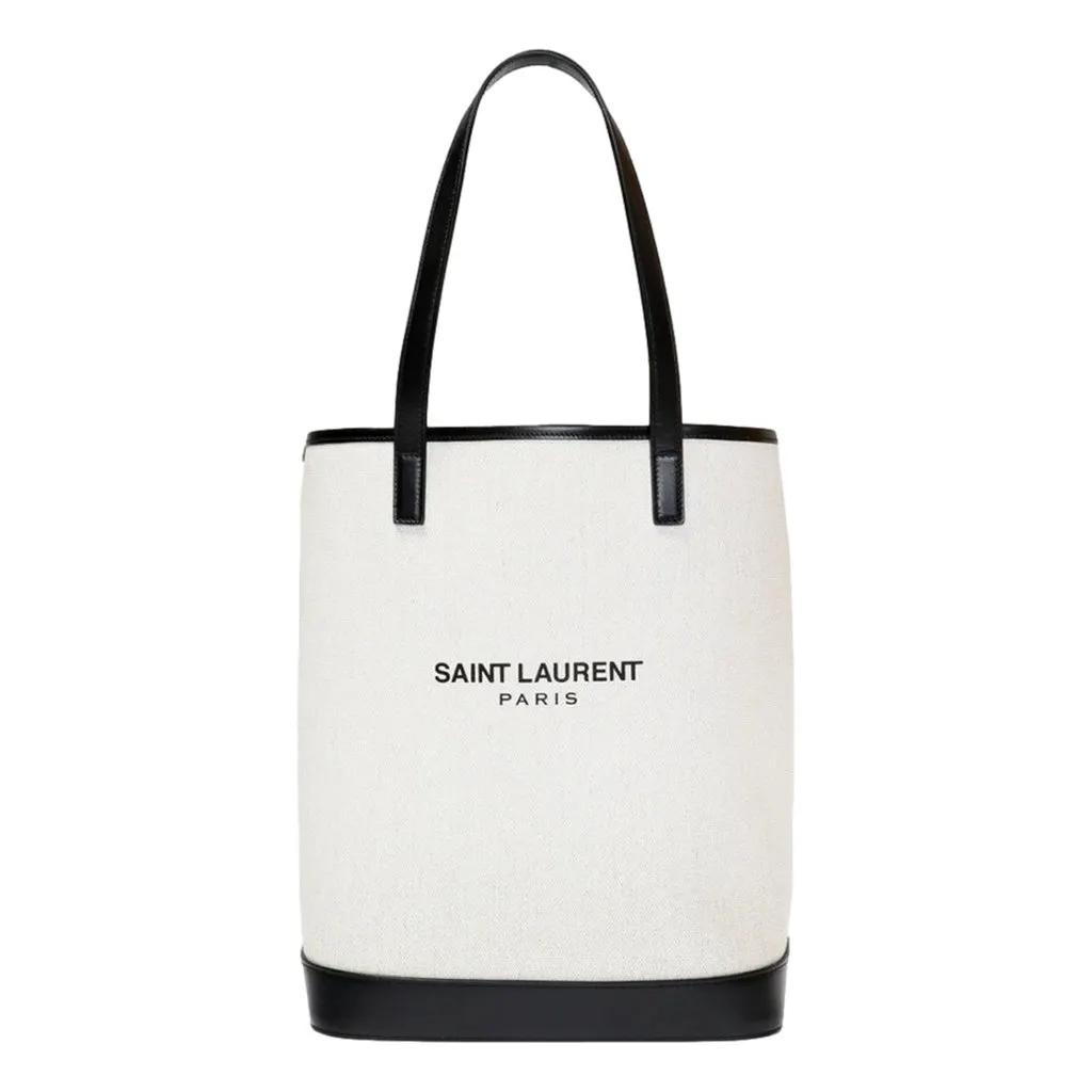 Saint Laurent Saint Laurent Teddy White Coated Linen Drawstring Bucket Bag White Linen Never worn - Back View