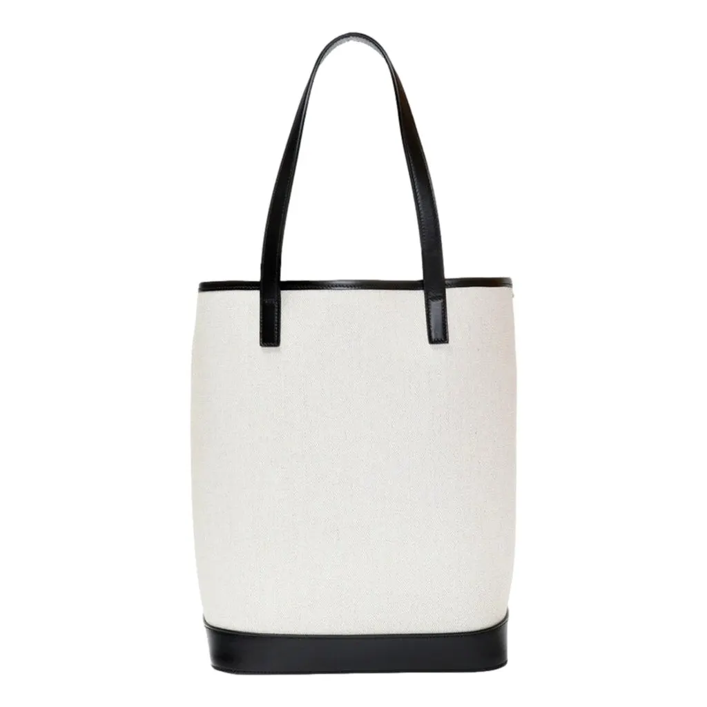 Saint Laurent Saint Laurent Teddy White Coated Linen Drawstring Bucket Bag White Linen Never worn - Model View