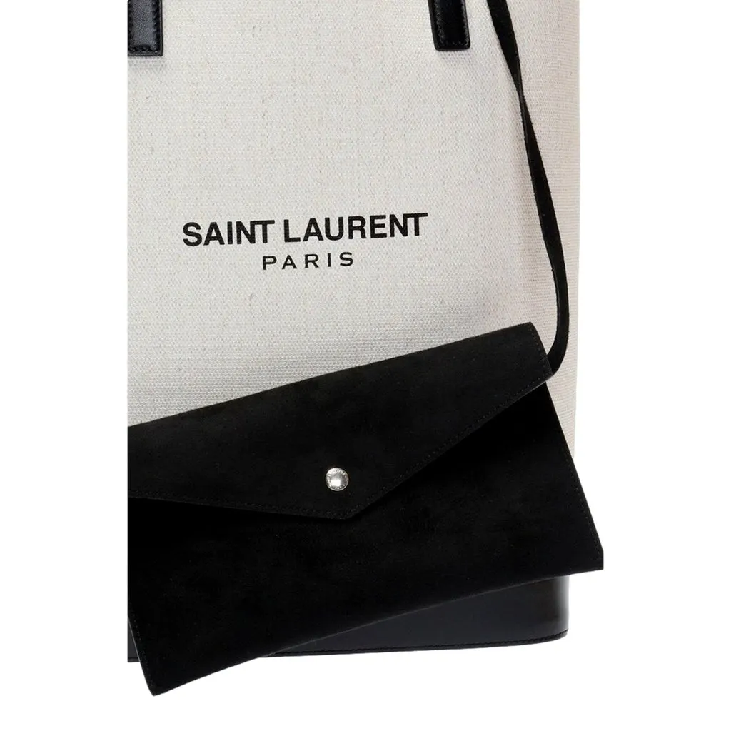 Saint Laurent Saint Laurent Teddy White Coated Linen Drawstring Bucket Bag White Linen Never worn - Box View