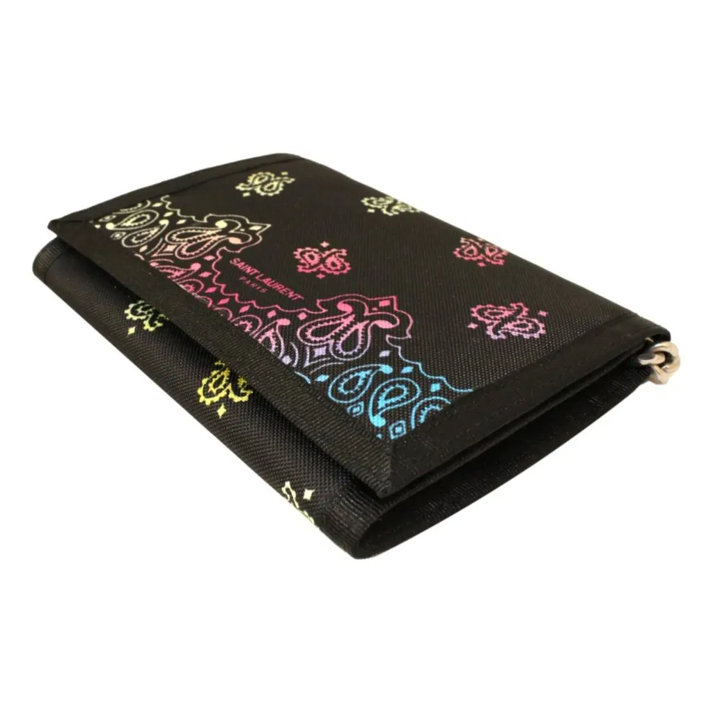 Saint Laurent Black Nylon Chain Trifold Wallet Black Polyamide Never worn - Model View
