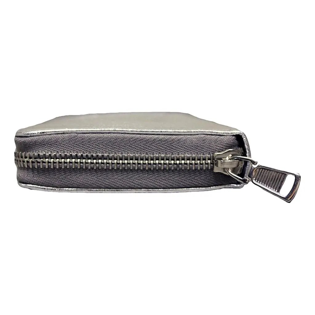 Saint Laurent YSL Belle Du Jour Silver Leather Zip-Around Wallet Grey Leather Never worn - Back View