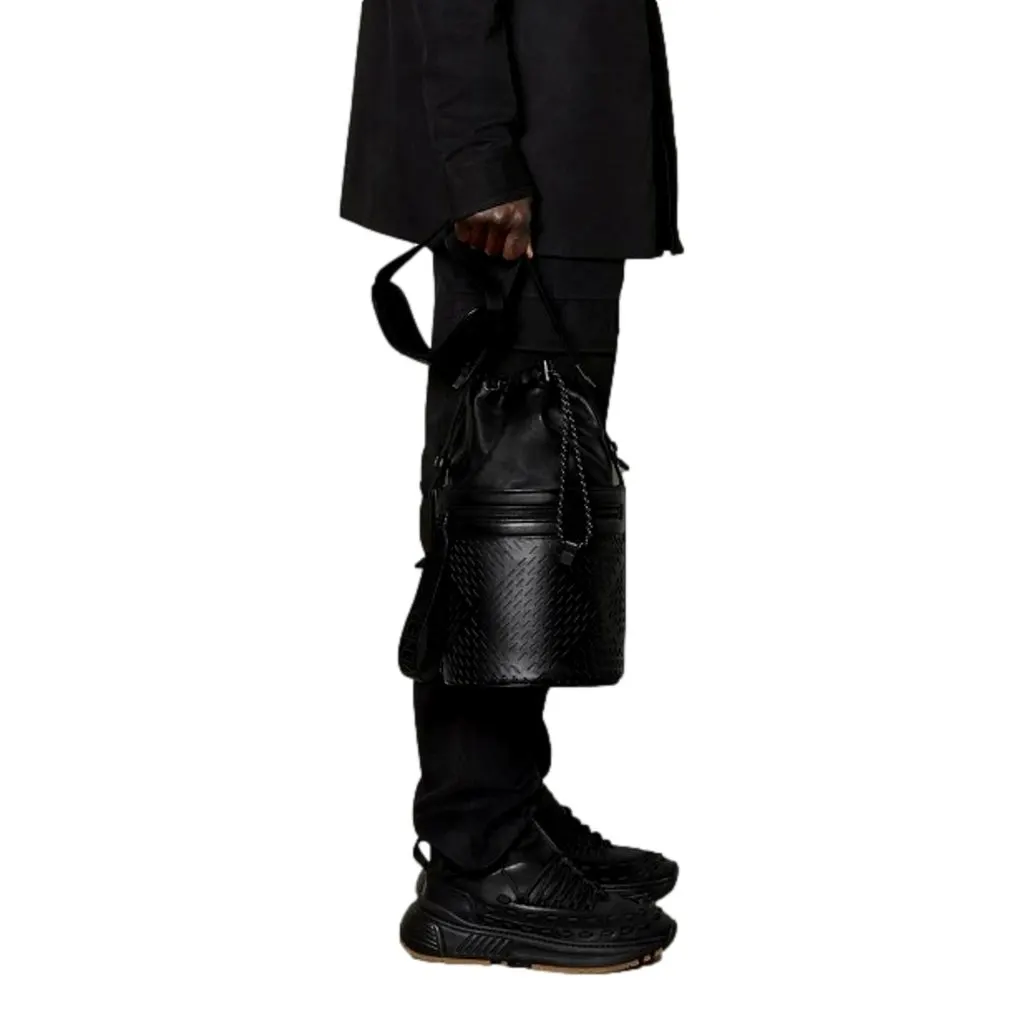 Bottega Veneta Perforated Black Nappa Leather Drawstring Bucket Crossbody Bag Black Leather Never worn - Inside View