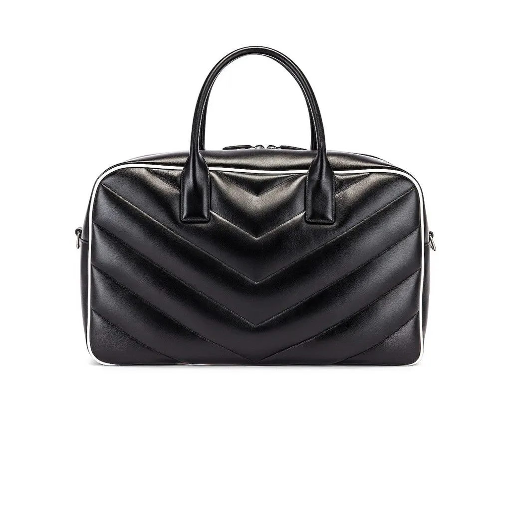 Saint Laurent Miles Logo Black Calf Leather Duffel Bowling Bag Black Leather Never worn - Model View