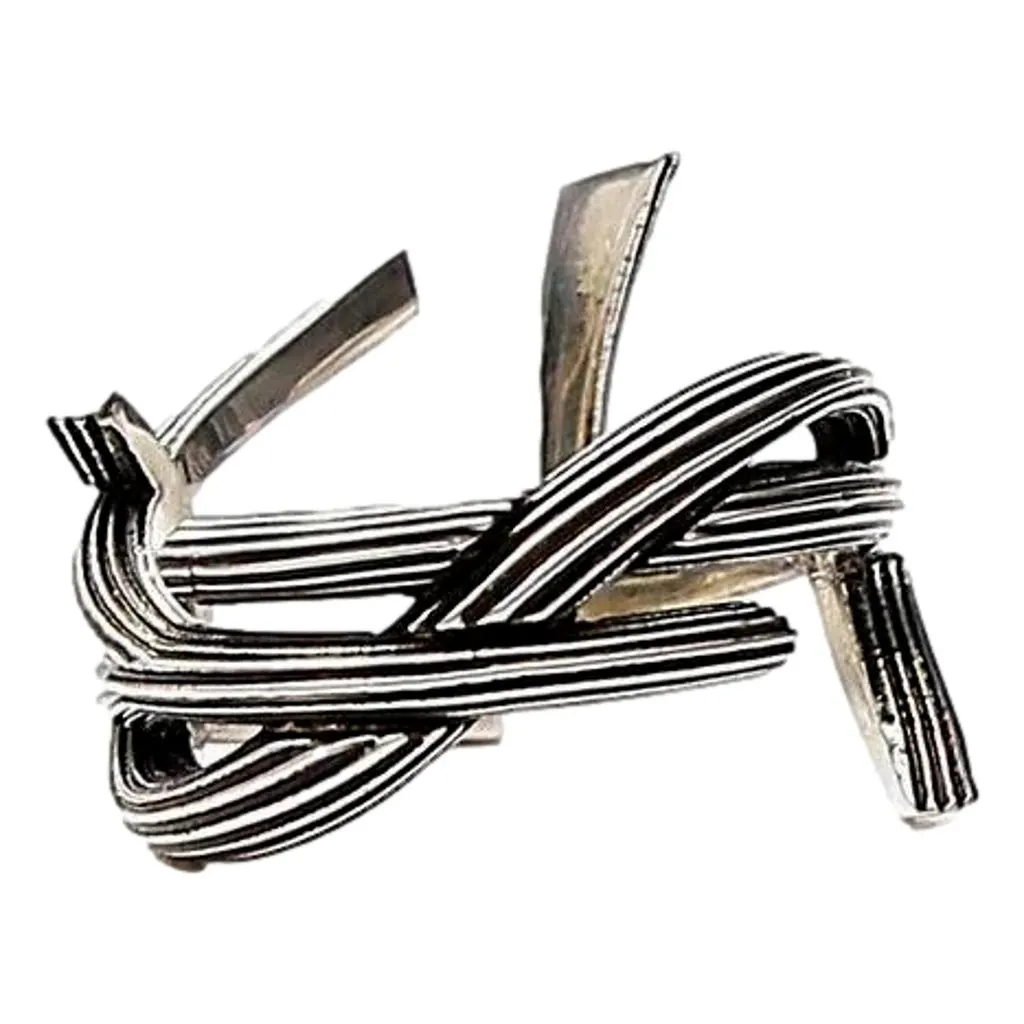 Saint Laurent YSL Monogram Silver Brass Ring Size 6 Silver Never worn - Inside View