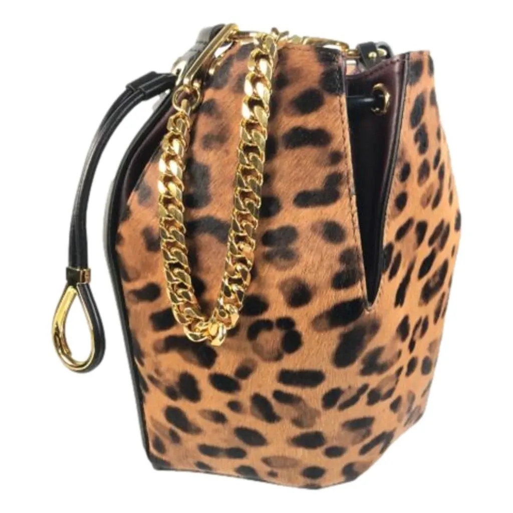 Alexander McQueen The Bucket Bag Leopard Print Pony Hair Brown Leather Never worn - Model View