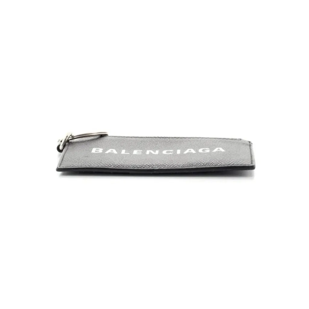 Balenciaga Cash Logo Neck Lanyard Card Holder Wallet Black Leather Black Leather Never worn - Box View