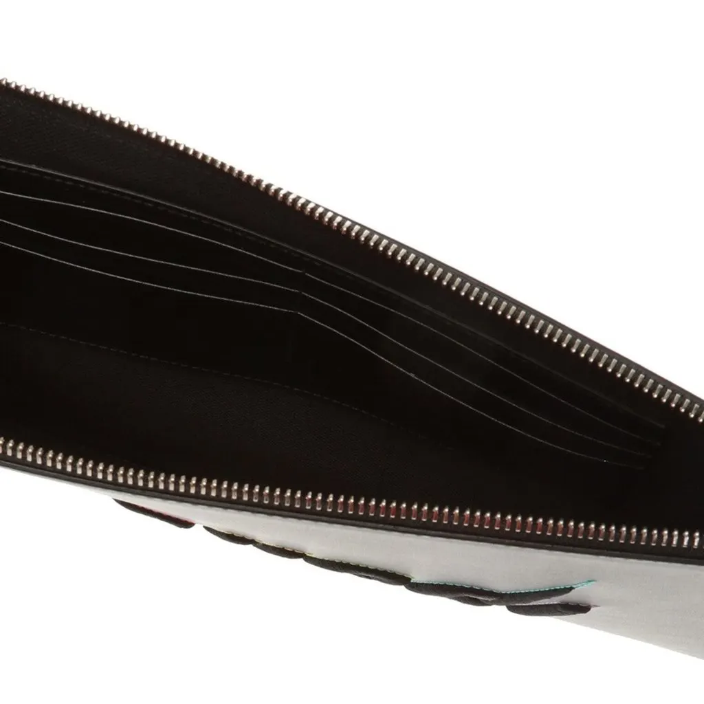 Gucci Blade Embroidered Black Leather Pouch Wristlet Clutch Bag Black Leather Never worn - Back View