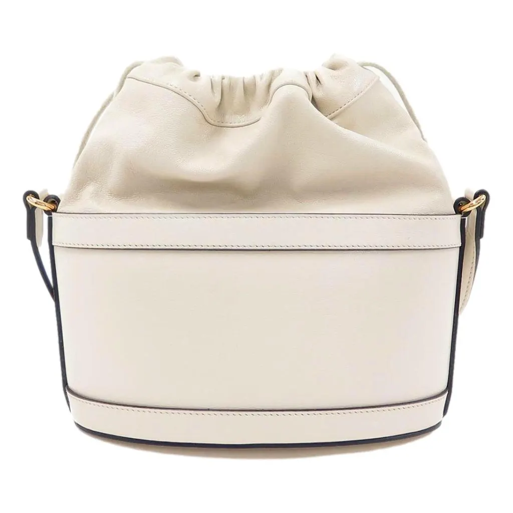 Gucci 1955 Horsebit White Leather Bucket Bag Drawstring Crossbody Beige Leather Never worn - Box View