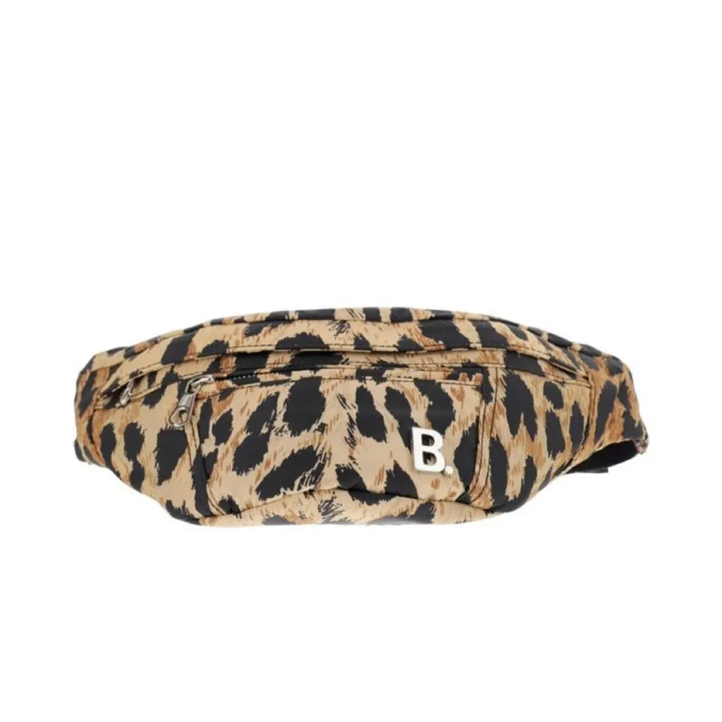 Balenciaga Nylon Leopard Print Belt Bag Beige Leather Never worn - Front View