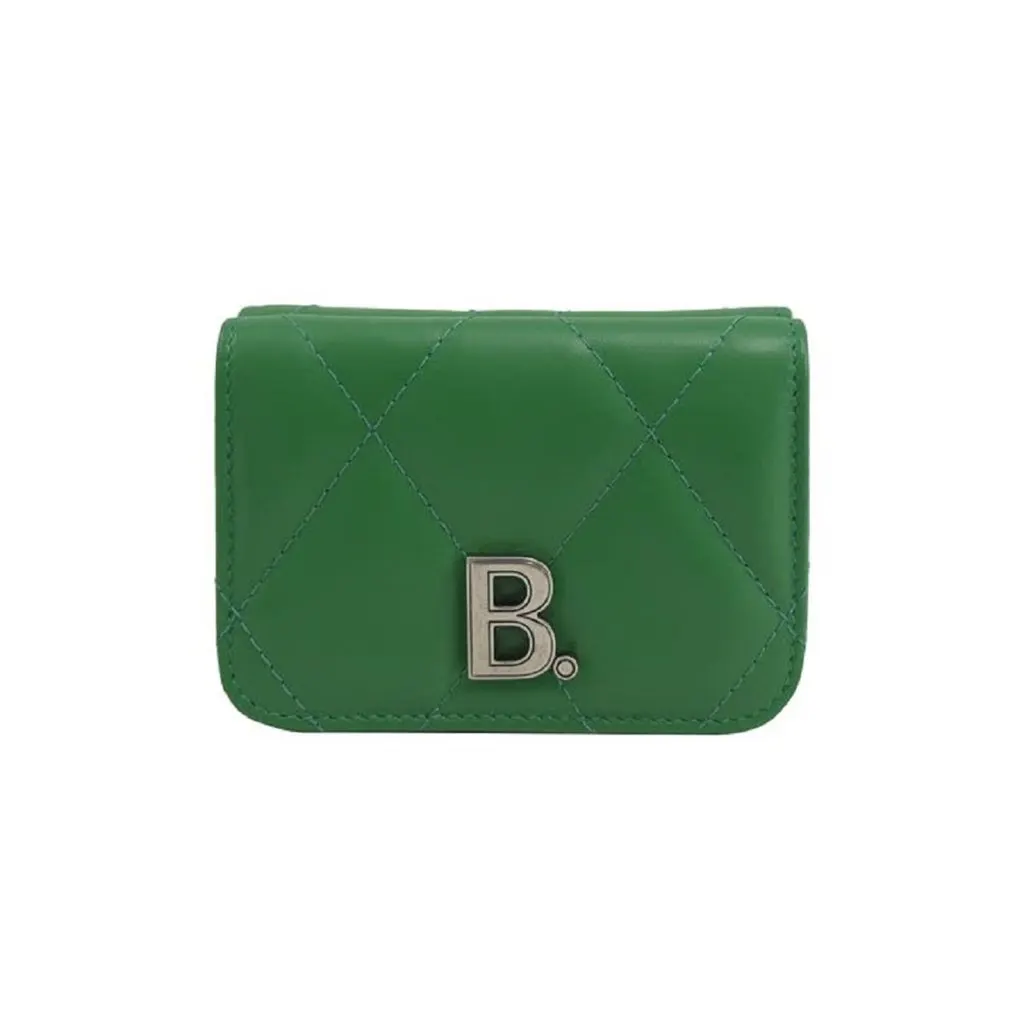 Balenciaga Balenciaga Touch Leaf Green Nappa Leather Quilted Mini Trifold Wallet