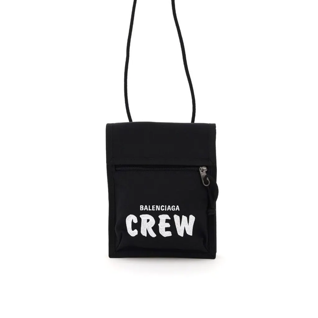 Balenciaga Explorer Pouch Crew Embroidery Black Leather Never worn - Model View