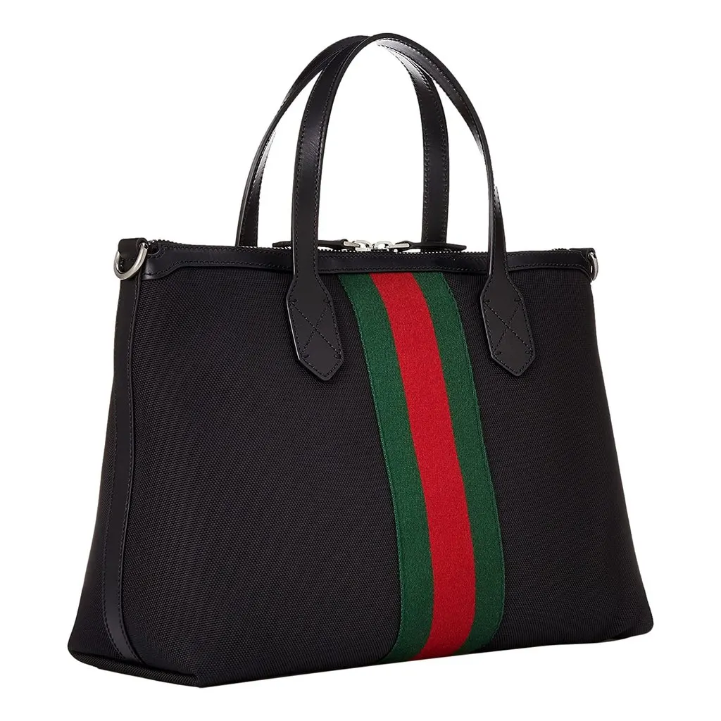 Gucci Techno Web Stripe Black Canvas Large Duffle Bag Crossbody Travel Bag Black Canvas Never worn - Inside View